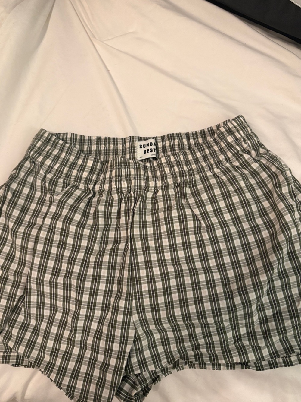 Sunday Best Green and White Plaid Women's Shorts